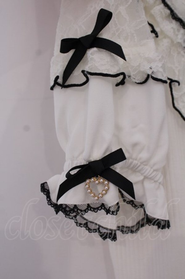 画像3: LIZ LISA / はしごレースハートカットブラウス  シロ×クロ O-26-02-03-066-LO-BL-IG-OS (3)