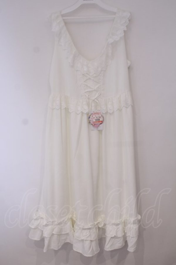 画像1: Princess Flower Garden / TT＊KRSフリルジャンパースカート LL シロ O-26-02-03-075-LO-TO-IG-OS (1)