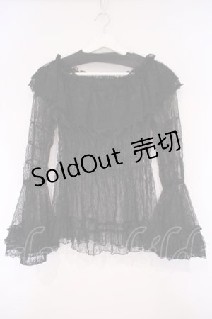 画像: ATELIER PIERROT / Shirring Princess Sleeve Blouse-Lace-  ブラック O-26-02-03-080-EL-BL-OW-OS