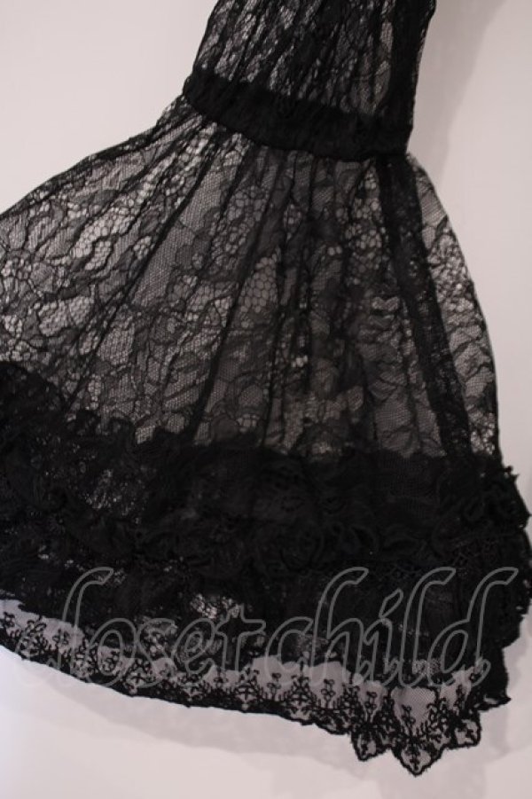 画像4: ATELIER PIERROT / Shirring Princess Sleeve Blouse-Lace-  ブラック O-26-02-03-080-EL-BL-OW-OS (4)