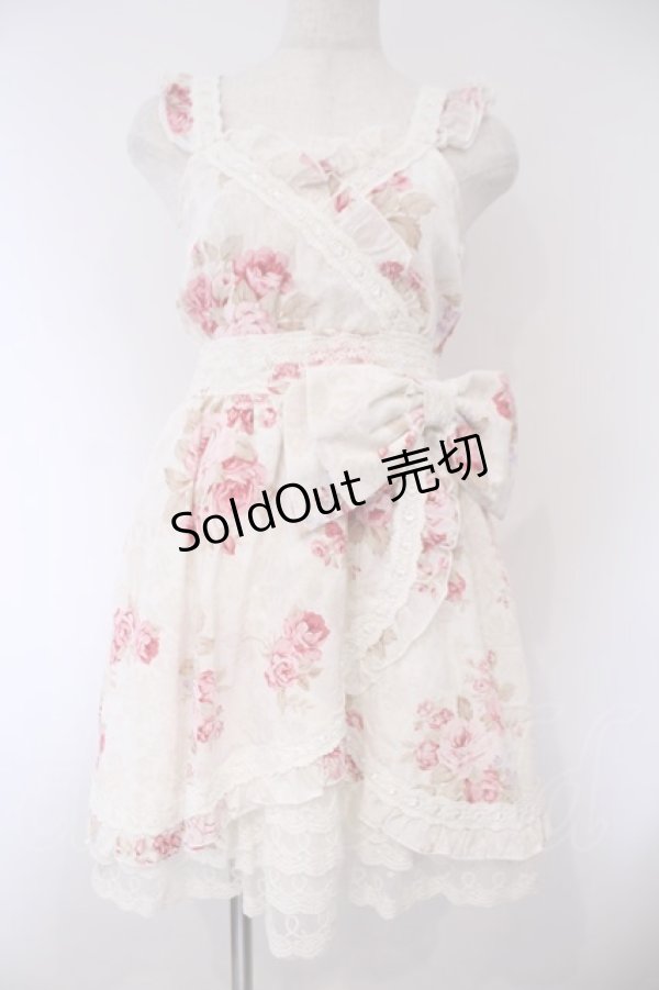 画像1: LIZ LISA / カシュクール着物風ワンピース F シロｘピンク O-26-02-03-010-LO-OP-YM-ZT562 (1)