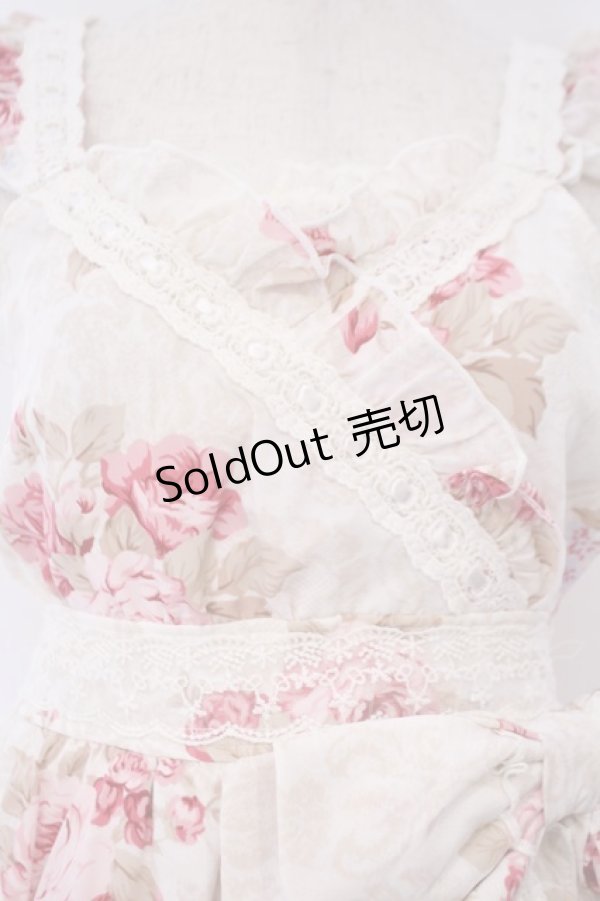 画像2: LIZ LISA / カシュクール着物風ワンピース F シロｘピンク O-26-02-03-010-LO-OP-YM-ZT562 (2)