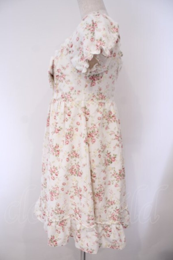 画像4: LIZ LISA / 起毛花柄リボンパフ袖ワンピース 0 シロｘピンク O-26-02-03-011-LO-OP-YM-OS (4)