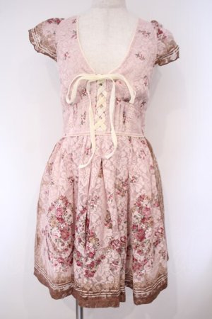 画像: LIZ LISA / 総レースビスチェ風ワンピース 0 ピンクベージュ O-26-02-03-012-LO-OP-YM-OS