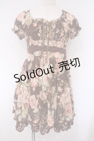 画像: LIZ LISA / 総レースレースアップワンピース 0 ブラウン O-26-02-03-013-LO-OP-YM-ZT562