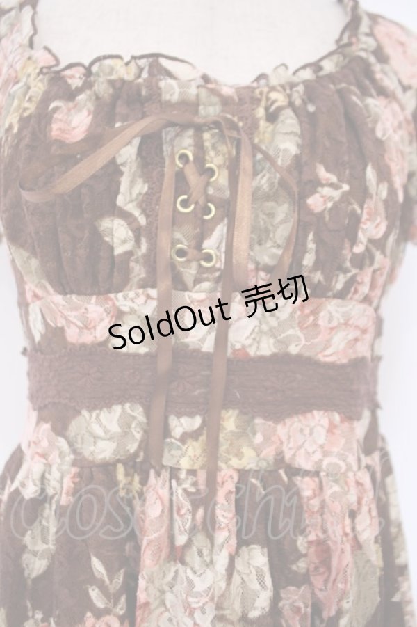 画像2: LIZ LISA / 総レースレースアップワンピース 0 ブラウン O-26-02-03-013-LO-OP-YM-ZT562 (2)