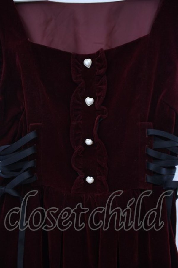 画像2: axes femme POETIQUE / サイドレースアップジャンドレ M ワイン O-26-02-03-017-AX-OP-OW-OS (2)