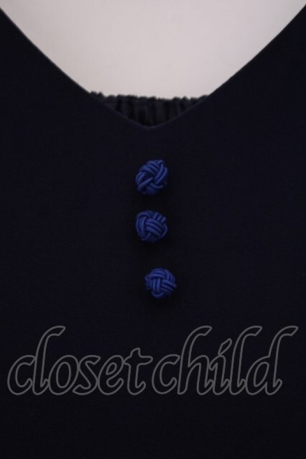 画像2: axes femme / 彼岸花柄プリーツジャンスカ F クロ×アオ O-26-02-03-018-AX-OP-OW-OS (2)