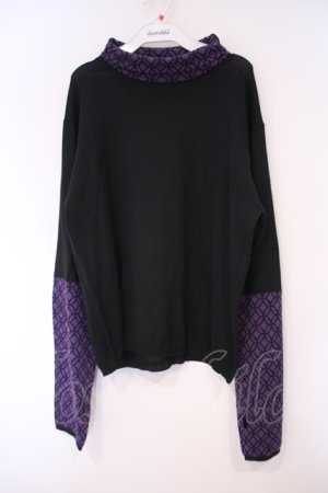 画像: AXES-X / 七宝文様タートルニット M クロ×パープル O-26-02-03-023-LO-TO-OW-OS