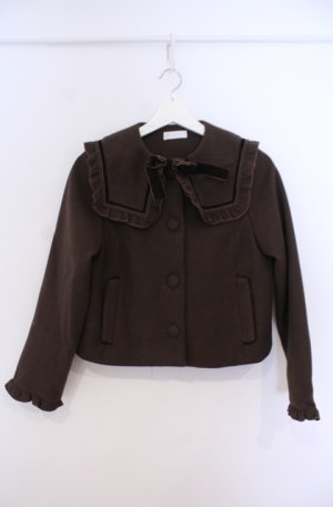 画像: m petit by misako / セーラー襟ショートコート S ブラウン O-26-02-04-037-LO-CO-OW-OS