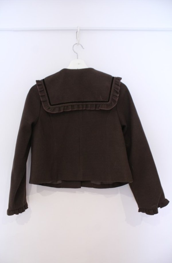 画像2: m petit by misako / セーラー襟ショートコート S ブラウン O-26-02-04-037-LO-CO-OW-OS (2)