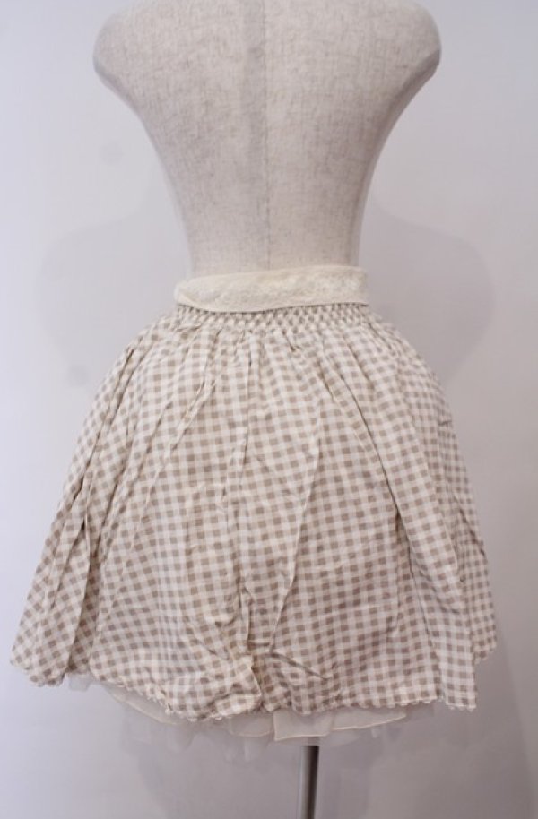 画像2: axes femme / ギンガムチェック柄スカート M ベージュ O-26-02-04-042-AX-SK-OW-OS (2)
