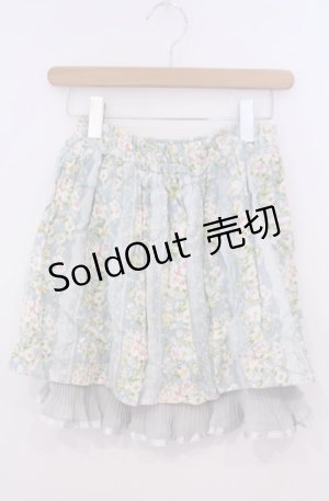 画像: axes femme / 裾プリーツ使い花柄スカート M サックス O-26-02-04-043-AX-SK-OW-OS