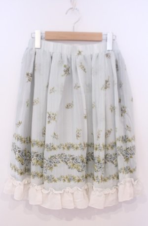 画像: axes femme / ローズ&ストライププリントスカート M グリーン O-26-02-04-045-AX-SK-OW-OS