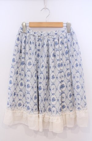 画像: axes femme / 花柄スカート M ブルー O-26-02-04-046-AX-SK-OW-OS