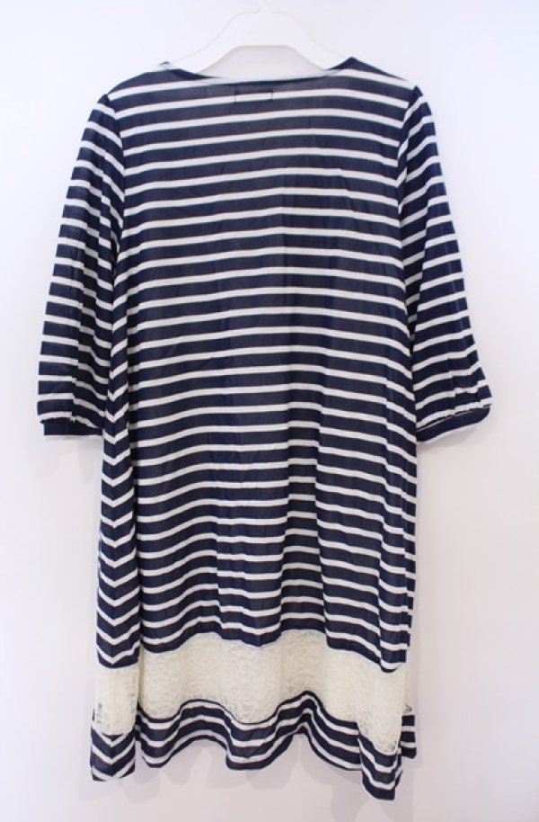 画像2: axes femme / ボーダーレースチュニック M ネイビー O-26-02-04-047-AX-OP-OW-OS (2)