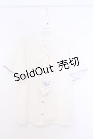 画像: axes femme / 紫陽花刺繍リボンブラウス M 生成り O-26-02-04-1036-AX-BL-IG-OS