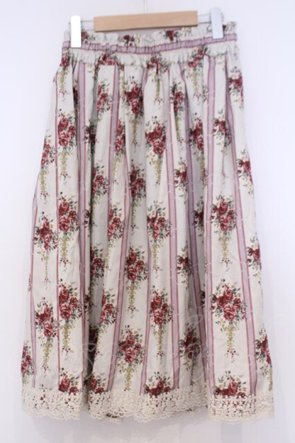 画像3: axes femme / シャンデリアフラワー柄スカート F アイボリー O-26-02-04-1040-AX-SK-IG-OS (3)