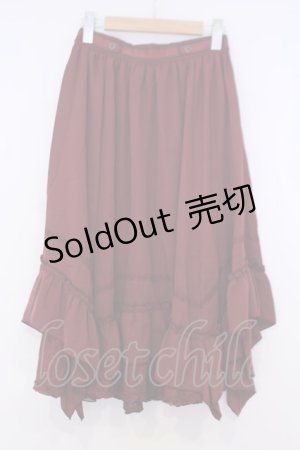 画像: axes femme / 裾レースイレヘムスカート  ワイン O-26-02-04-1042-AX-SK-IG-OS