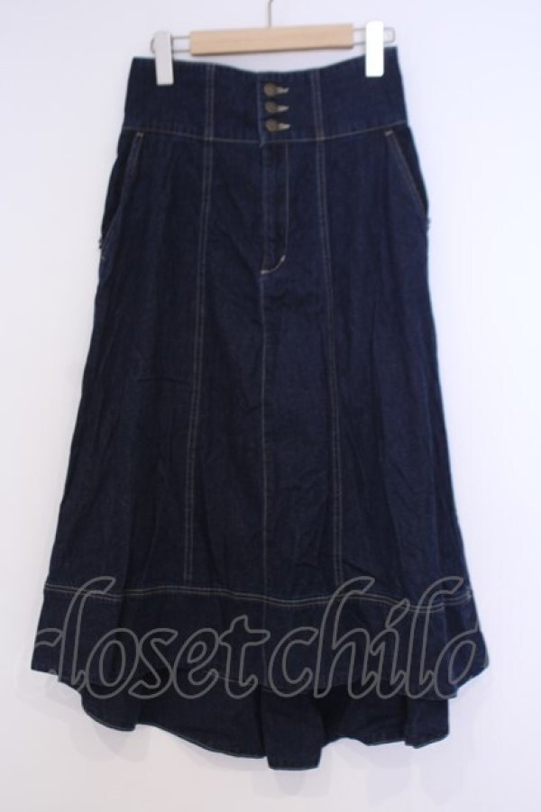 画像1: axes femme / サス付イレヘムデニムスカート  インディゴ O-26-02-04-1043-AX-SK-IG-OS (1)