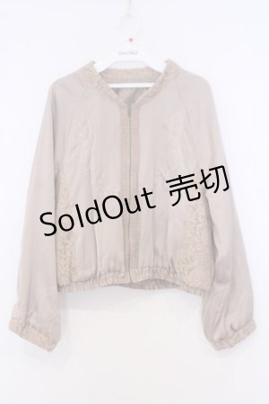 画像: axes femme / 刺繍サテンブルゾン  シャンパーンベージュ O-26-02-04-1050-AX-JA-IG-OS