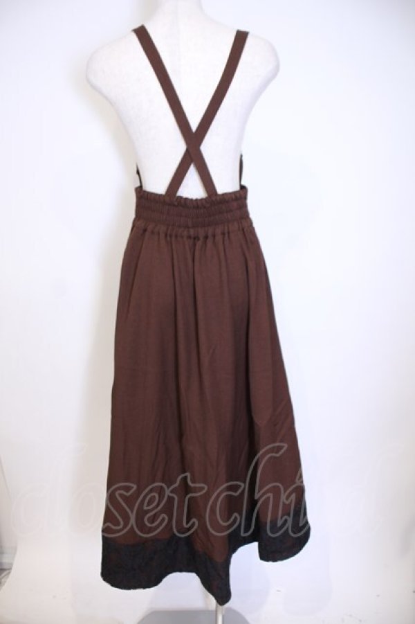 画像3: axes femme / サス付き裾レースイレヘムスカート  ブラウン O-26-02-04-1005-AX-SK-IG-OS (3)