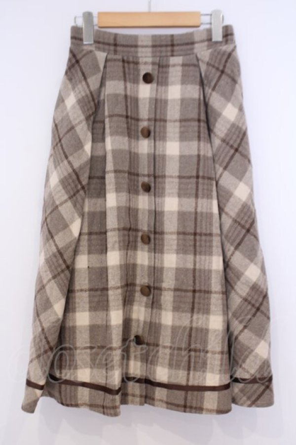 画像1: axes femme / シャギーチェックミディスカート  ベージュ O-26-02-04-1052-AX-SK-IG-OS (1)