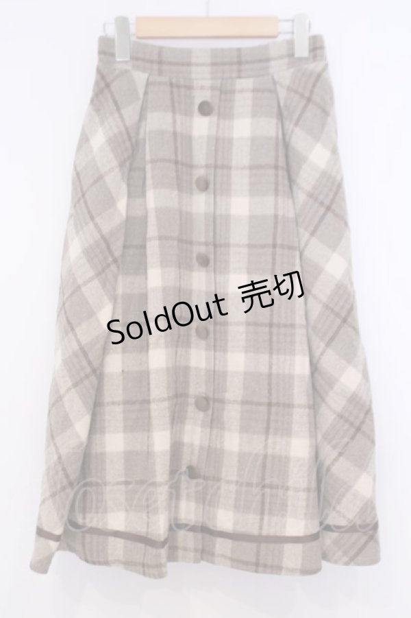 画像1: axes femme / シャギーチェックミディスカート  ベージュ O-26-02-04-1052-AX-SK-IG-ZT595 (1)