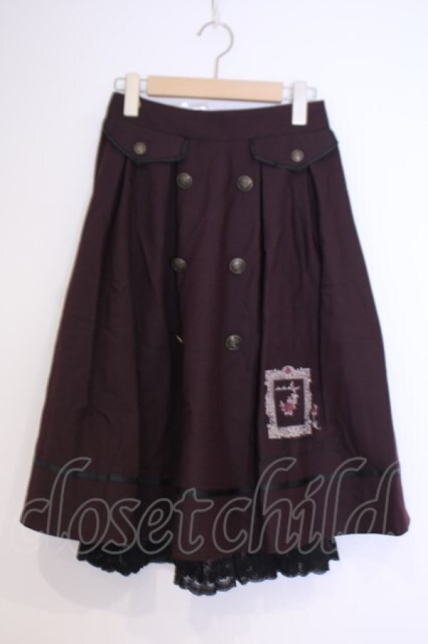 画像1: axes femme / 薔薇×額縁刺繍ミドルスカート M ワイン O-26-02-04-1058-AX-SK-IG-OS (1)
