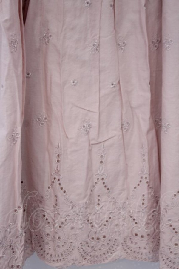 画像2: axes femme / 刺繍ロングスカート M ピンク O-26-02-04-1062-AX-SK-IG-OS (2)