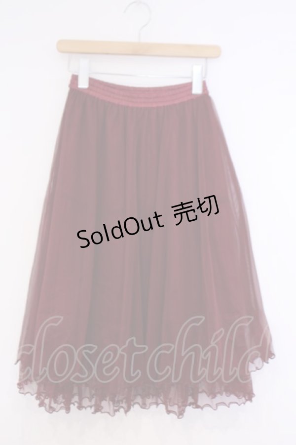 画像1: axes femme / チュールミディスカート  ワイン O-26-02-04-1067-AX-SK-IG-OS (1)