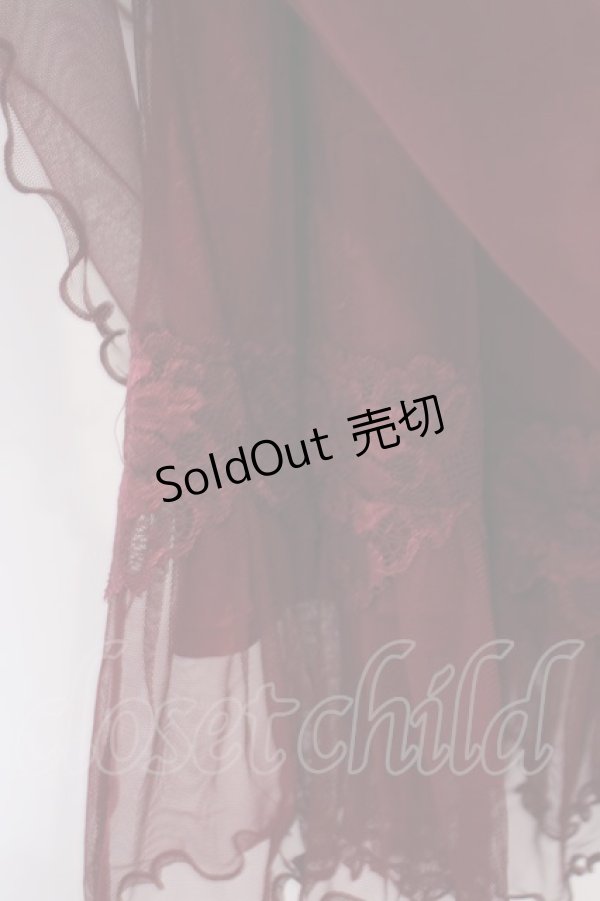 画像2: axes femme / チュールミディスカート  ワイン O-26-02-04-1067-AX-SK-IG-OS (2)