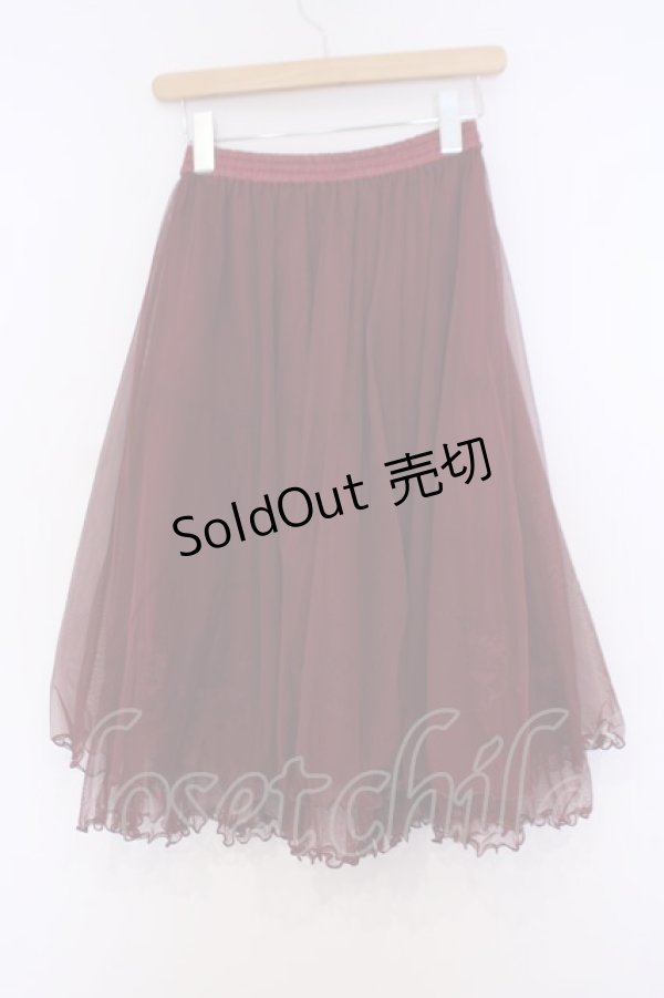 画像3: axes femme / チュールミディスカート  ワイン O-26-02-04-1067-AX-SK-IG-OS (3)