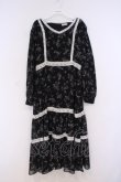 画像1: axes femme / レース使いティアード花柄ワンピース  クロ O-26-02-04-1068-AX-OP-IG-OS (1)