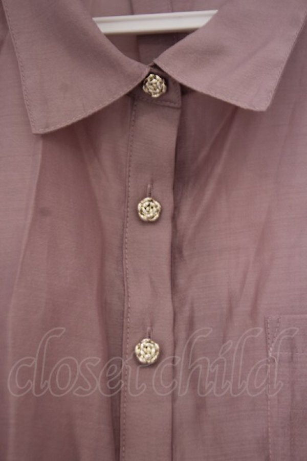 画像2: axes femme / ローズ釦ショートシアーシャツ  ピンク O-26-02-04-1070-AX-BL-IG-OS (2)