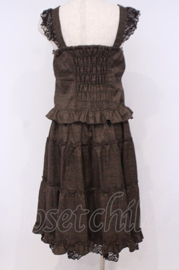 画像3: axes femme / グレンチェックビスチェ&スカートセットアップ  ブラウン O-26-02-04-1007-AX-OP-IG-OS (3)