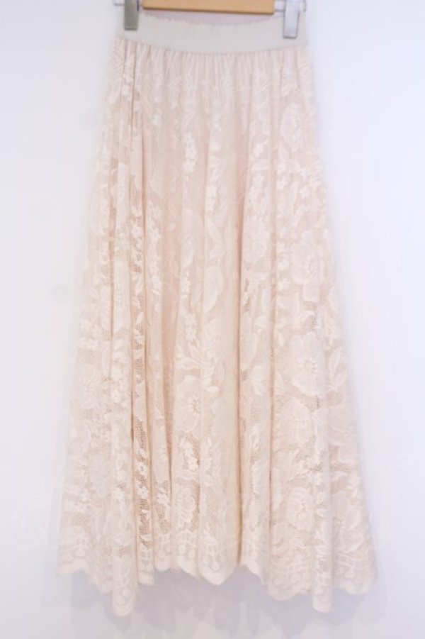画像1: axes femme / レースサーキュラースカート  アイボリー O-26-02-04-1073-AX-SK-IG-OS (1)