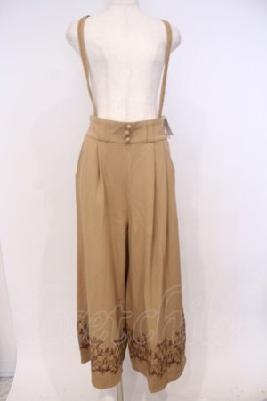 画像: axes femme / 裾刺繍サス付ワイドパンツ M キャメル O-26-02-04-1008-AX-PA-IG-OS