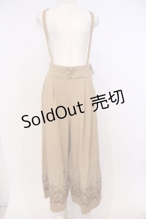 画像: axes femme / 裾刺繍サス付ワイドパンツ M キャメル O-26-02-04-1008-AX-PA-IG-OS