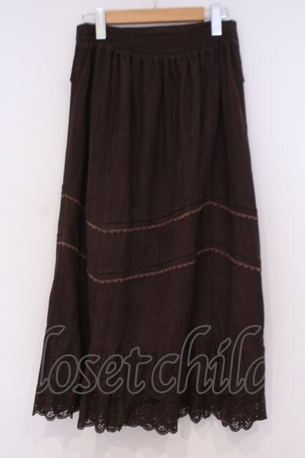 画像3: axes femme / 裾カットワークロングスカート M ブラウン O-26-02-04-1081-AX-SK-IG-OS (3)