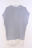 画像3: axes femme / 裾チュールレースニットベスト  サックス O-26-02-04-1082-AX-TO-IG-OS (3)