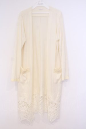 画像: axes femme / 裾レースTPU天竺ロングカーディガン M アイボリー O-26-02-04-1085-AX-TO-IG-OS