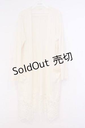 画像: axes femme / 裾レースTPU天竺ロングカーディガン M アイボリー O-26-02-04-1085-AX-TO-IG-OS