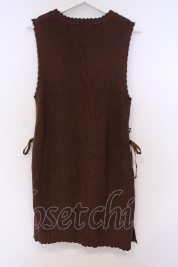 画像3: axes femme / レースアップニットベスト  ブラウン O-26-02-04-1092-AX-TO-IG-OS (3)
