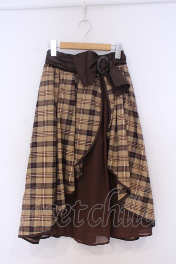 画像1: axes femme POETIQUE / リボンベルトデザインスカート M ブラウン O-26-02-04-1097-AX-SK-IG-OS (1)