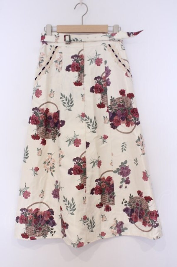 画像1: axes femme / バスケットブーケ柄スカート  オフシロ O-26-02-04-1099-AX-SK-IG-OS (1)