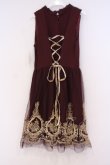 画像3: axes femme / ビスチェ切替刺繍入りドレス M ワイン O-26-02-04-1102-AX-OP-IG-OS (3)