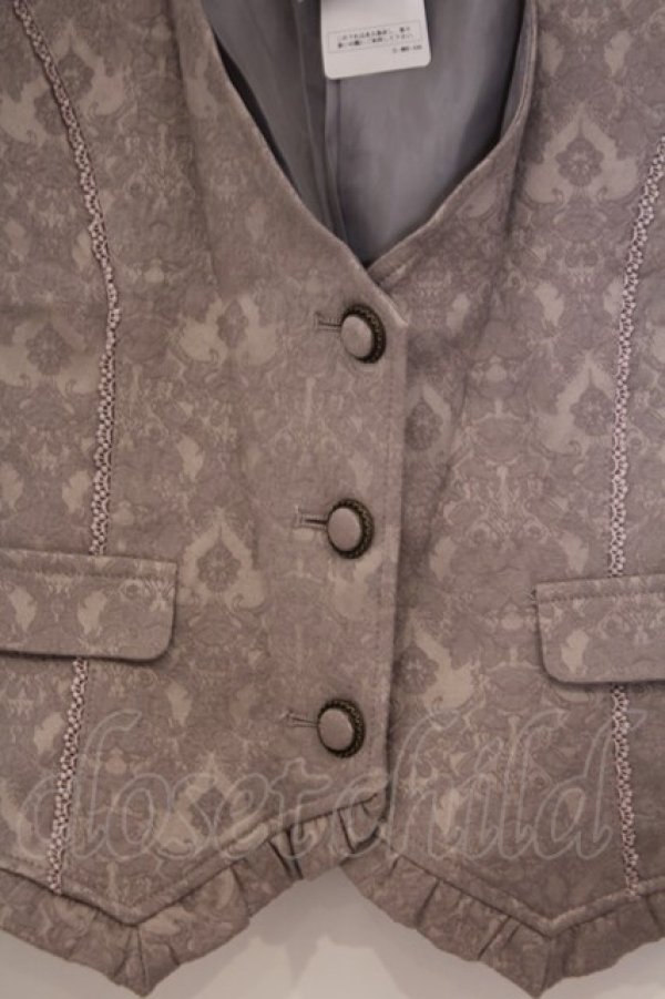 画像2: axes femme / ジャカードショートベスト  グレージュ O-26-02-04-1104-AX-TO-IG-OS (2)