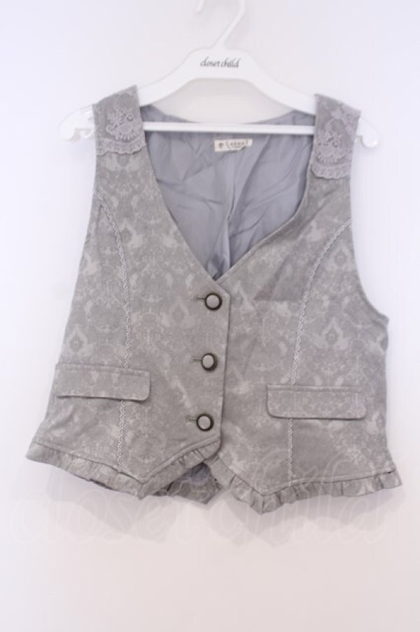 画像1: axes femme / ジャカードショートベスト  ブルーグレー O-26-02-04-1105-AX-TO-IG-OS (1)