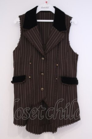 画像: axes femme kawaii / ストライプロングベスト  ブラウン O-26-02-04-1109-AX-JA-IG-OS